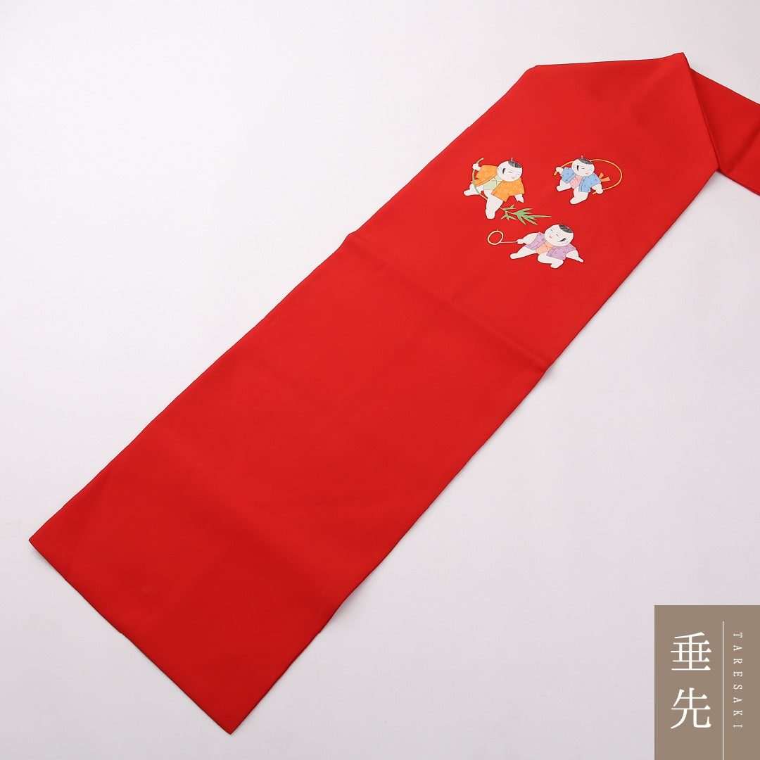 名古屋帯 ポイント柄 帯丈352cm カジュアル Sランク 正絹 塩瀬 唐子 赤系 1224-02380