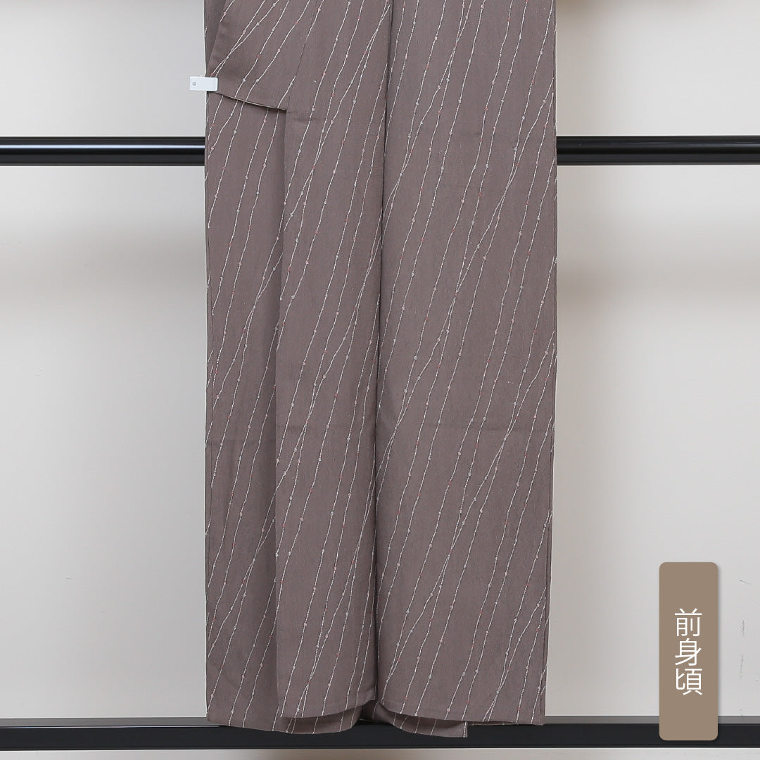 小紋 単衣 身丈150cm 裄64cm 茶系 正絹 Bランク 1215013664214