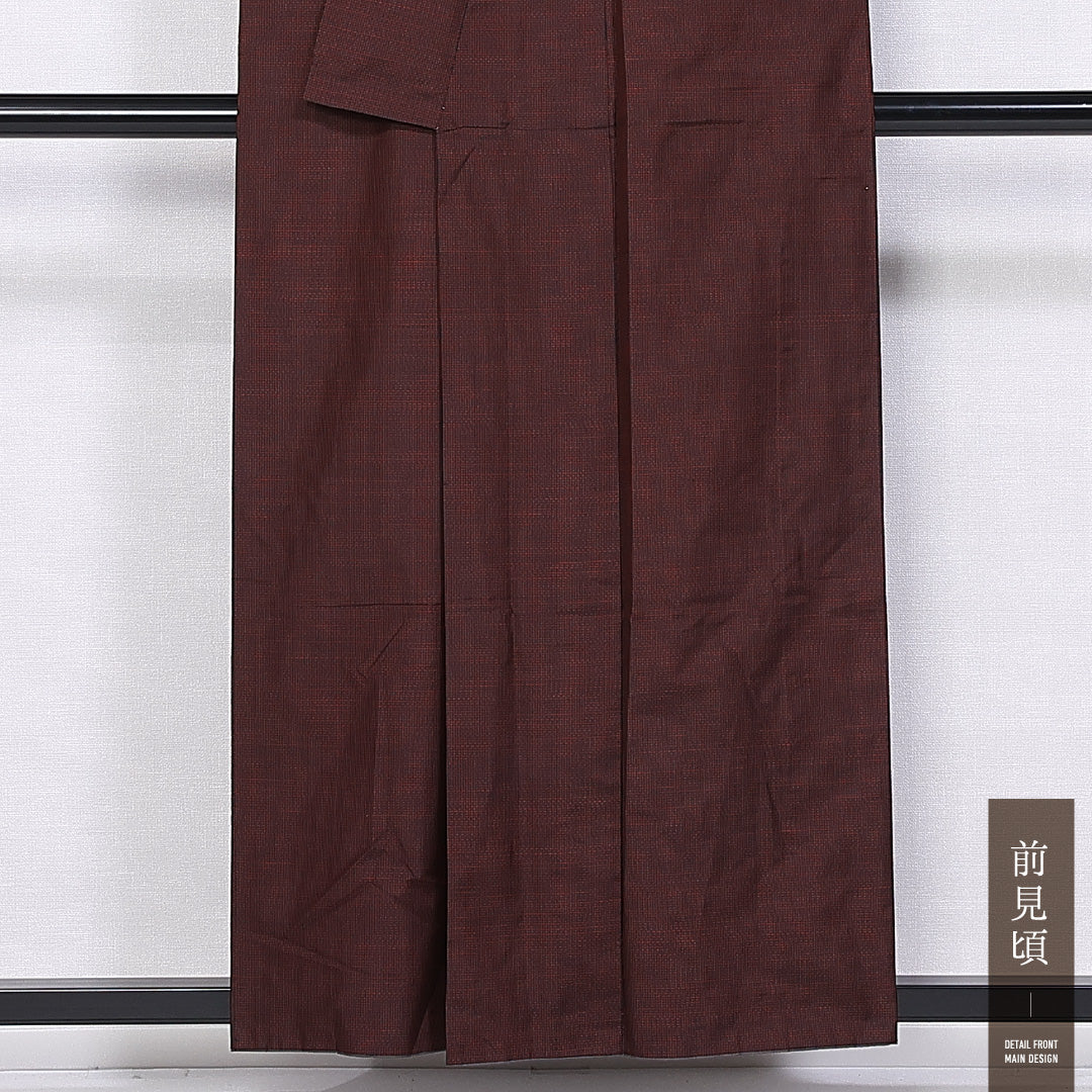 紬 袷 身丈156cm 裄丈61cm 正絹 Aランク カジュアル 広衿 Mサイズ 抽象柄 赤系 RP 1223-11298