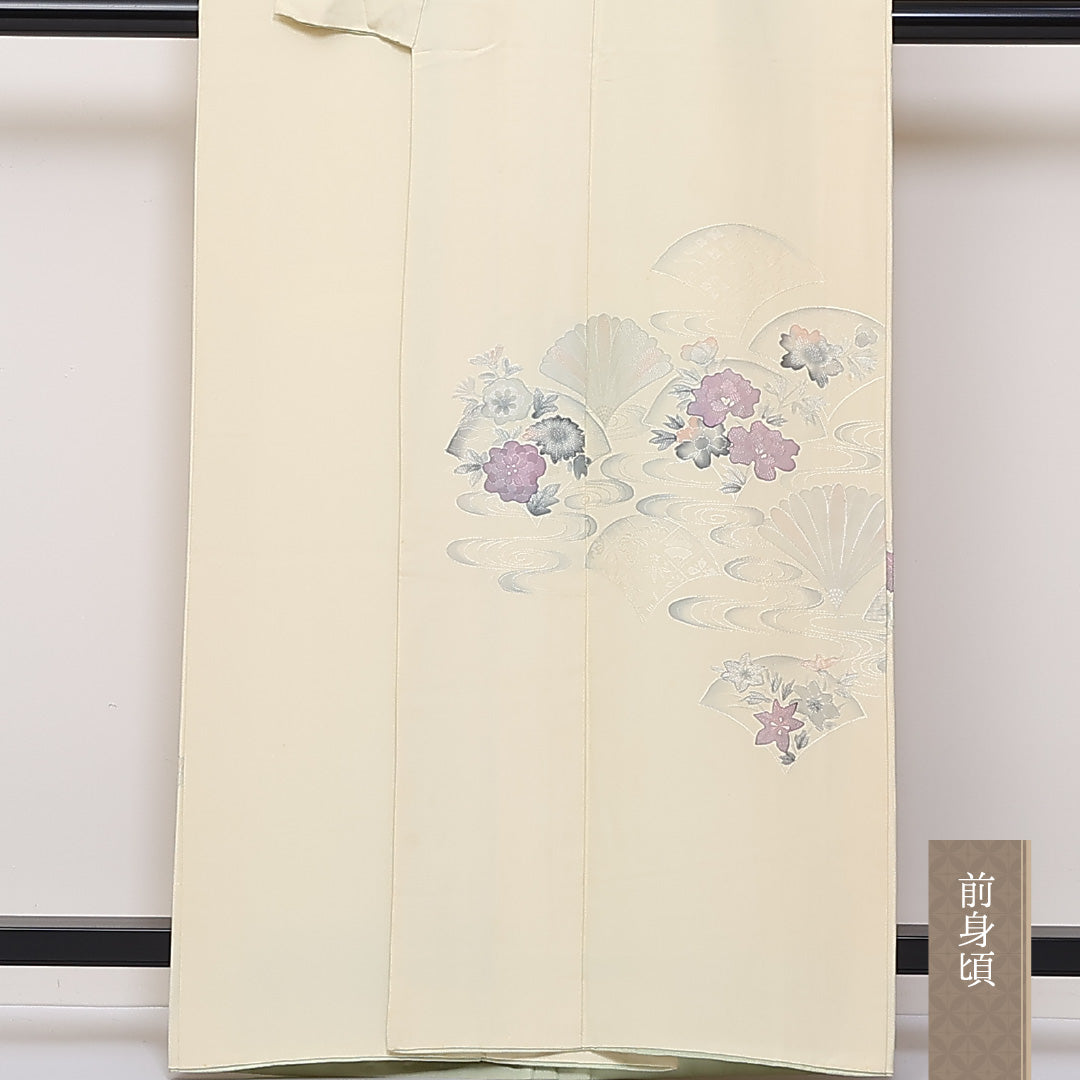 訪問着 袷 身丈162cm 裄67cm 正絹 梅 銀杏 流水 Cランク 1212-00702