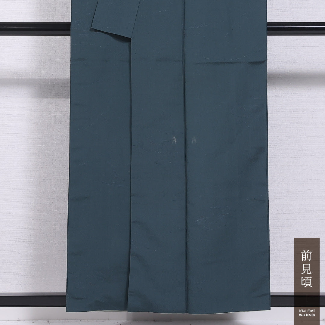 小紋 袷 身丈154cm 裄丈63cm 正絹 Bランク インフォーマル 広衿 Sサイズ 創作柄 緑系 RP 1221-11770