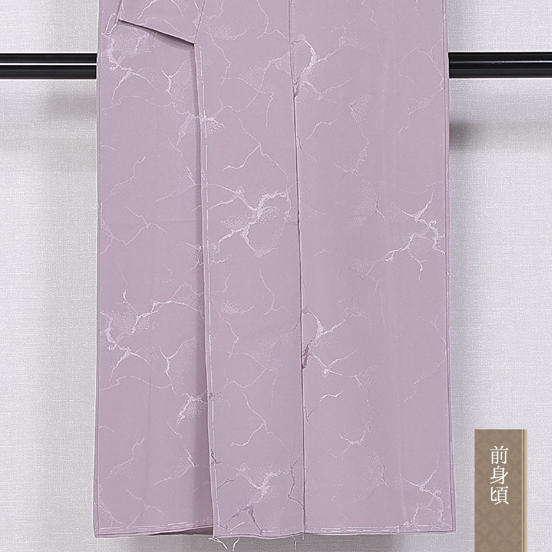 色無地 袷 身丈146cm 裄丈61cm 正絹 Aランク インフォーマル 広衿 XSサイズ 織り出し 創作柄 紫系 HP 1219-10701
