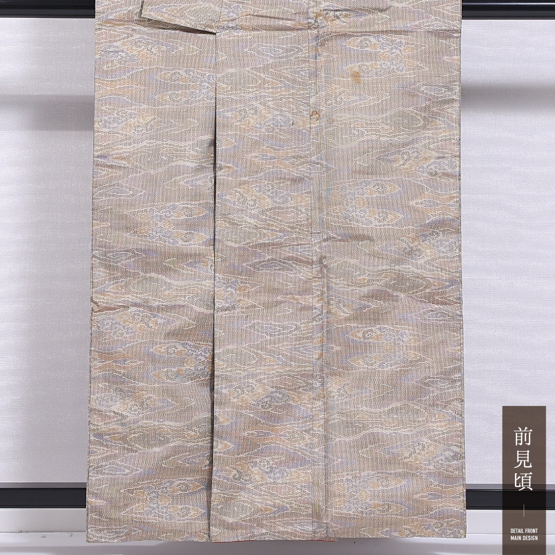 付下げ 袷 身丈152cm 裄丈62cm 正絹 Cランク インフォーマル バチ衿 Sサイズ 汕頭刺繍 麻の葉 ピンク系 M4 1218-11626
