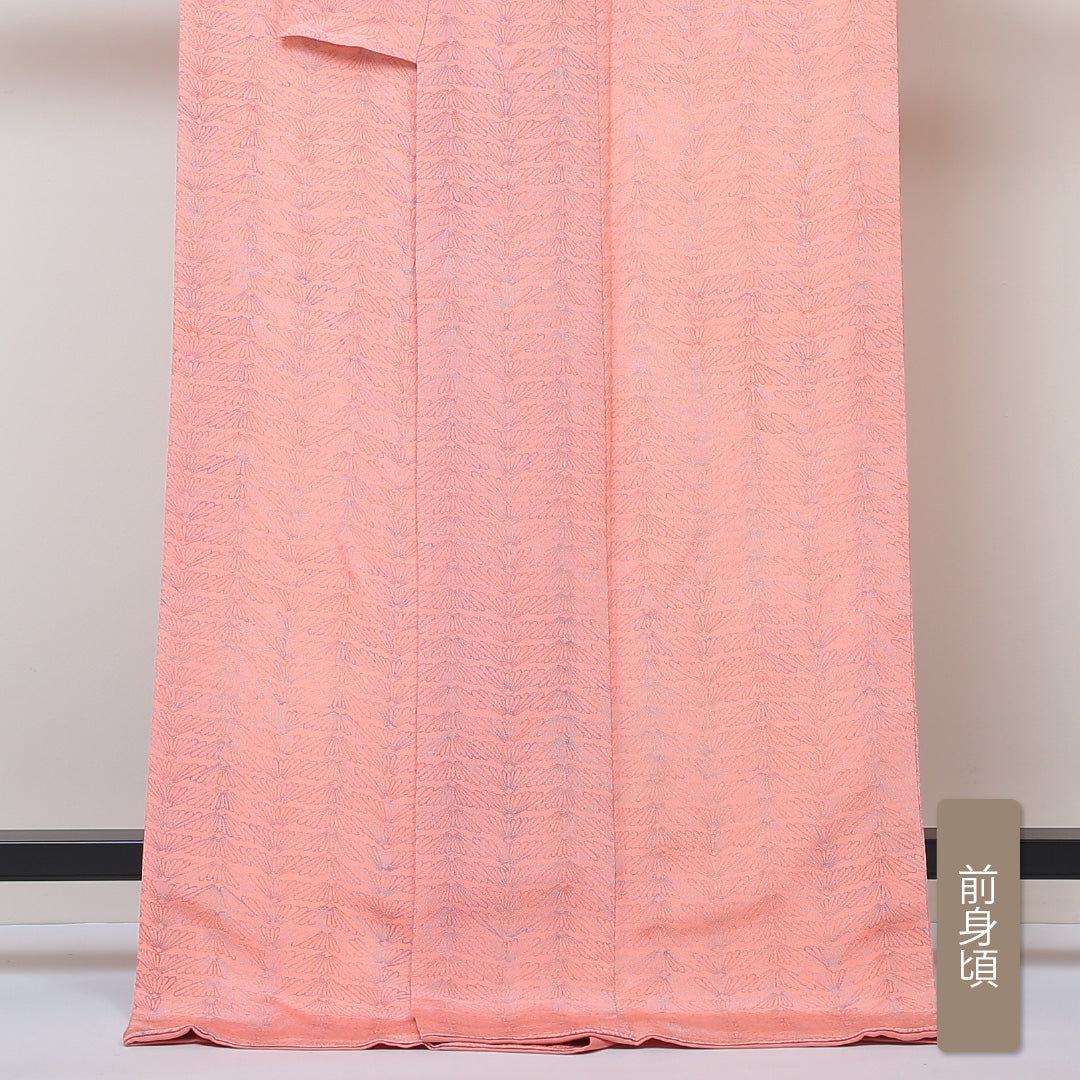 小紋 袷 身丈170cm 裄68cm ピンク系 正絹 Sランク 1215014462613