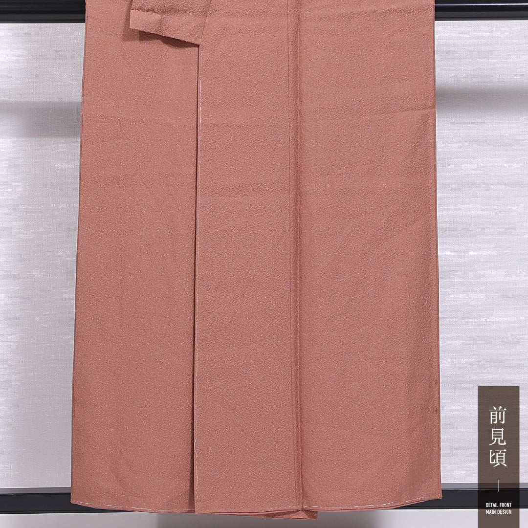 江戸小紋 (鮫) 袷 身丈153cm 裄丈63cm 正絹 Cランク 一つ紋 (蔦) セミフォーマル 広衿 Sサイズ 朱系 LP 1220-11871