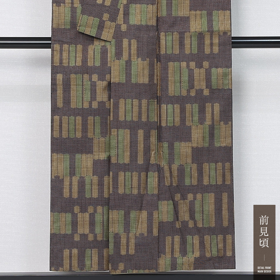 紬 袷 身丈149cm 裄丈61cm 正絹 Sランク カジュアル 広衿 XSサイズ よろけ縞 紫系 RP 1223-12046