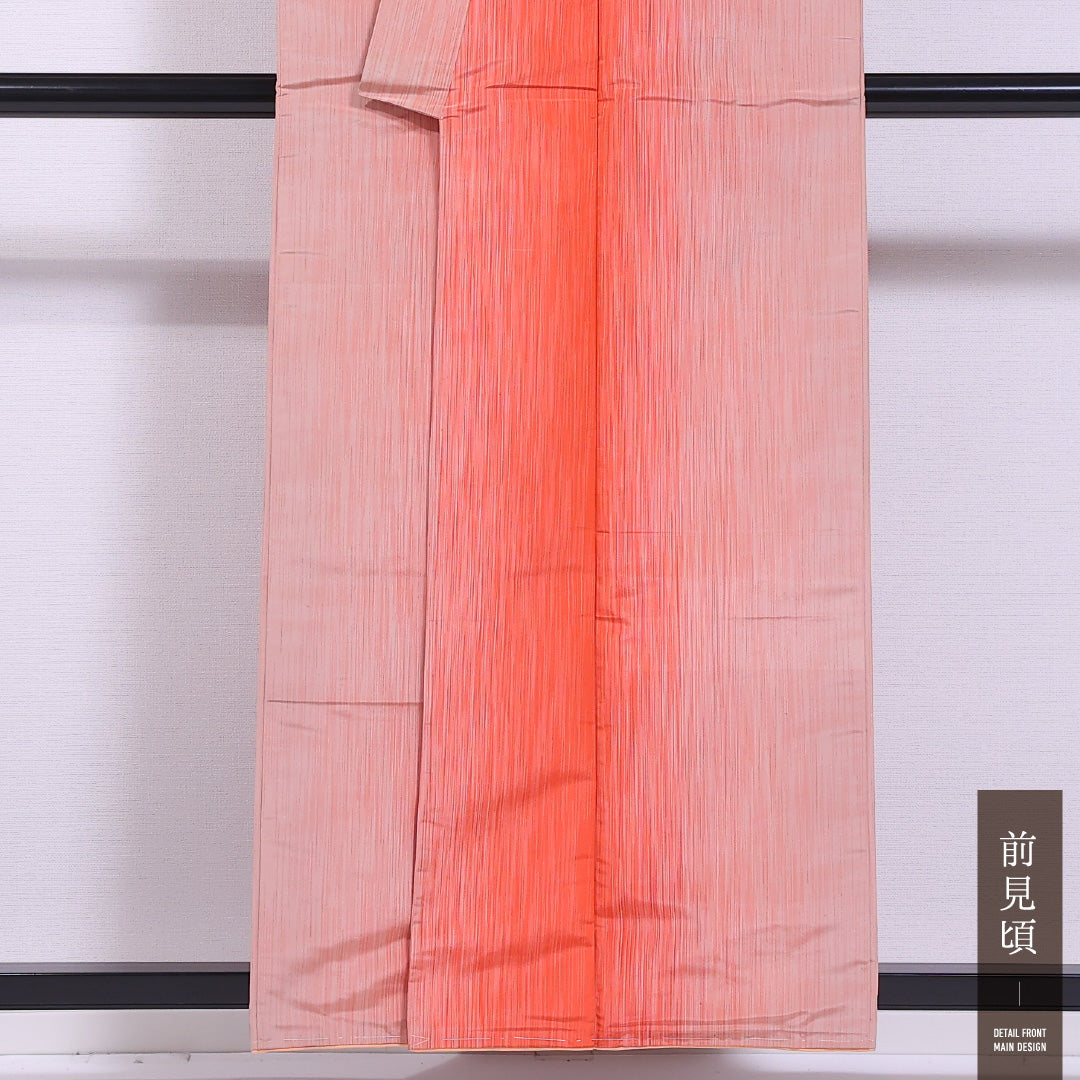 アンティーク 紬 袷 身丈155cm 裄丈64cm 正絹 Aランク バチ衿 Mサイズ 創作柄 素朴 優しい 朱系 M4 1223-11807