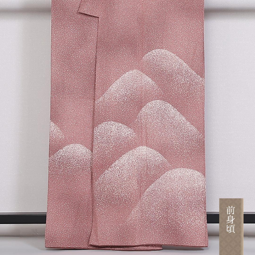 訪問着 袷 身丈163cm 裄63cm 正絹 山 大小霰 風景柄 ぼかし Sランク 1212-00747