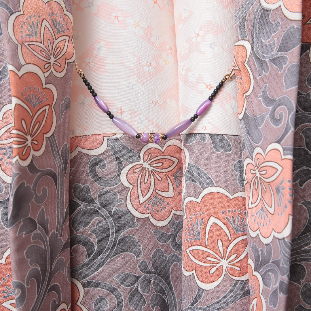 羽織 身丈82cm 裄丈63cm S 正絹 唐草 唐花 紐あり ピンク系 Sランク 1217-00780