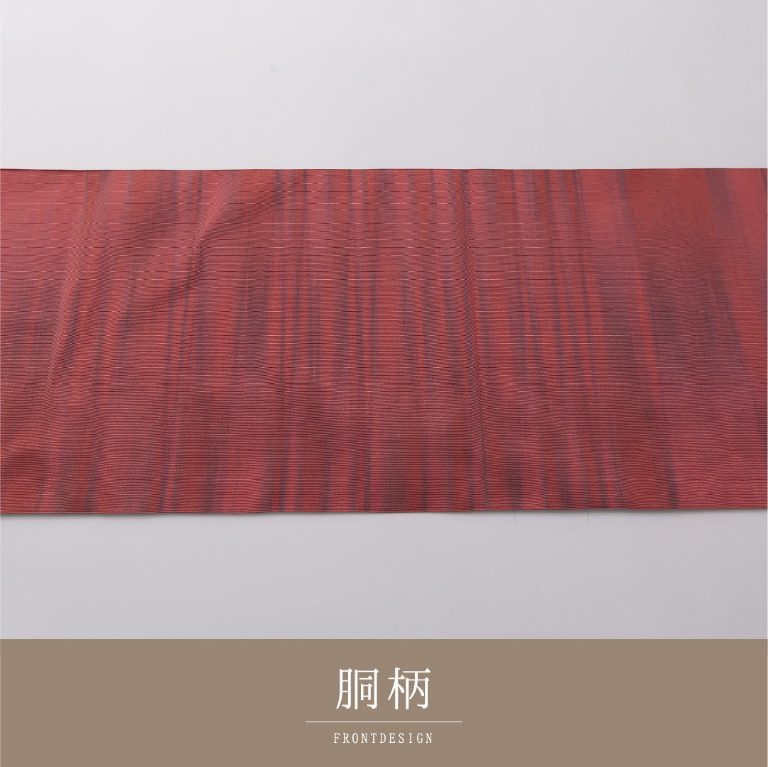 八寸名古屋帯 Sランク 帯丈370cm 正絹 全通 松葉仕立て 織り カジュアル 無地 朱系 LP 1245-03303