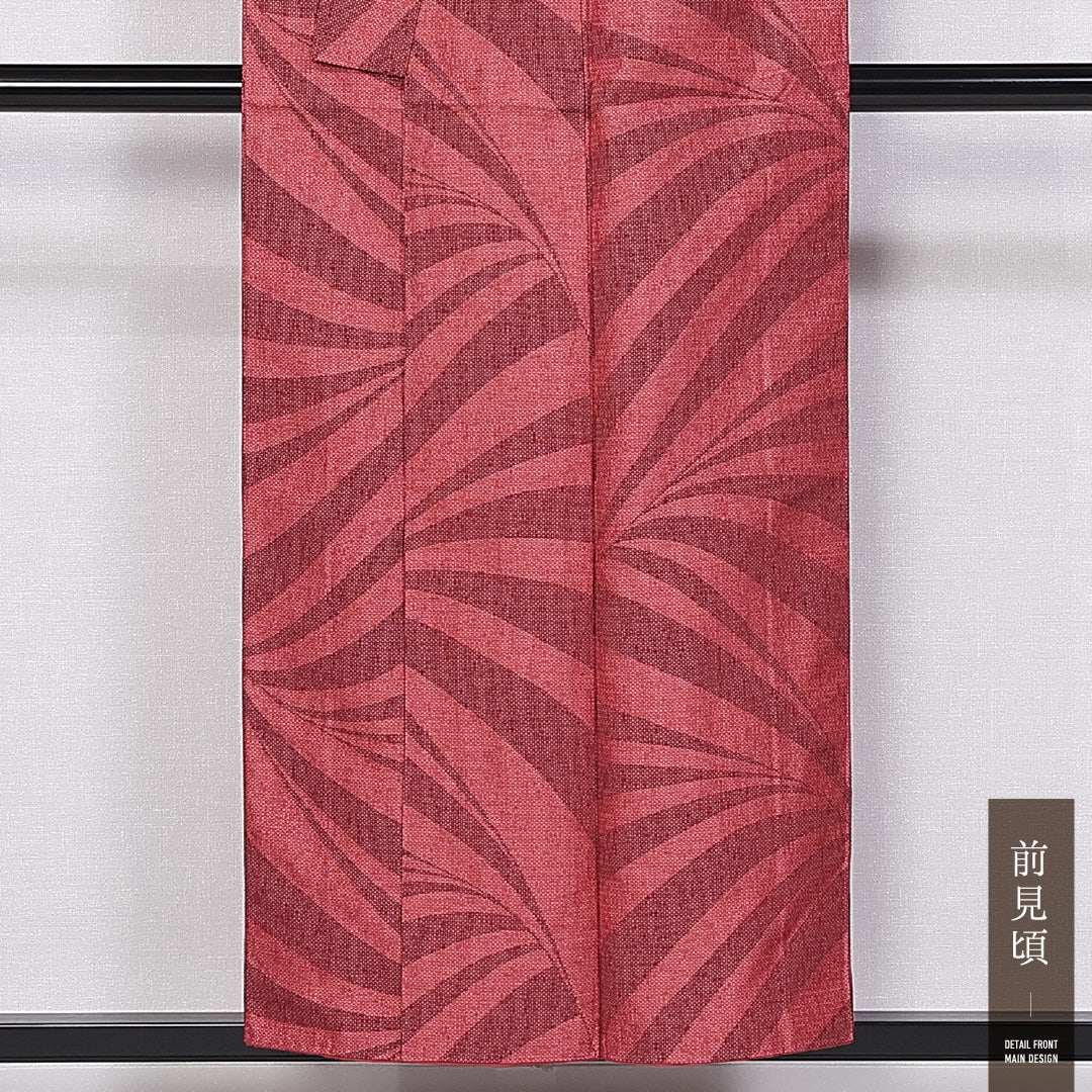 結城紬 袷 身丈153cm 裄丈61cm 正絹 Sランク カジュアル バチ衿 Sサイズ ゼブラ 赤系 PO 1223-11022