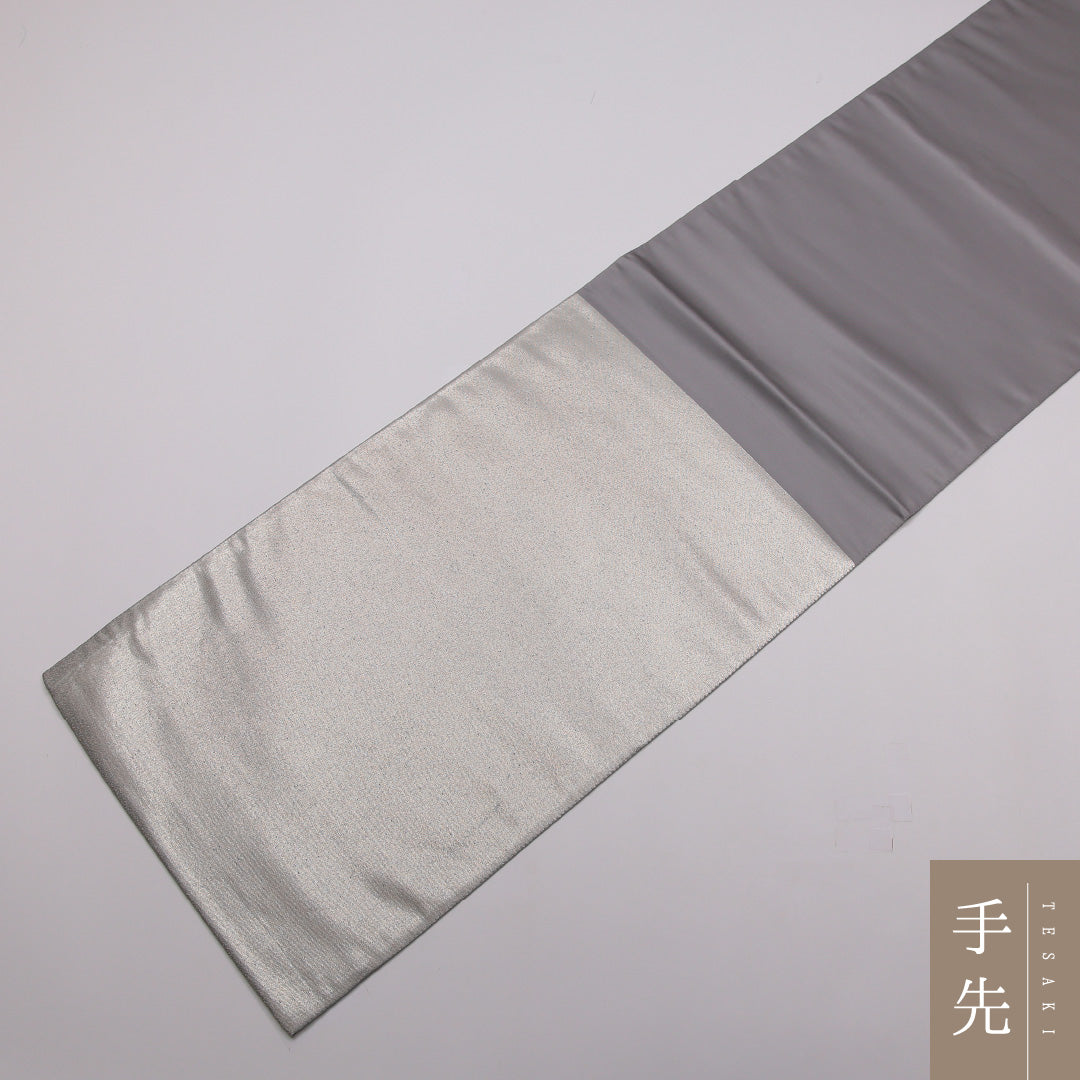 袋帯 帯丈440cm 六通 セミフォーマル Bランク 正絹 引箔 水色系 創作 クリーム系 1223-01430