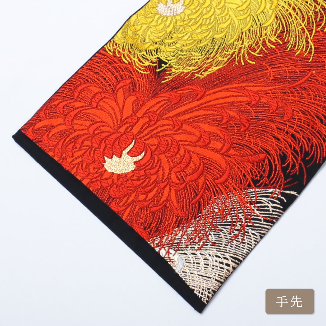 袋帯 帯丈424cm 六通 仕立て上がり フォーマル Sランク 菊 金糸 銀糸 黒系 122300607210