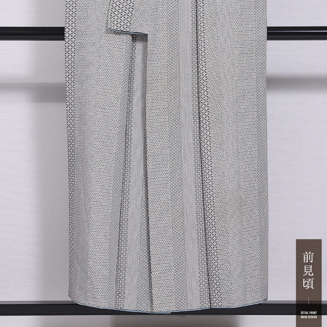 小紋 袷 身丈149cm 裄丈62cm 正絹 Cランク インフォーマル 広衿 XSサイズ グレー系 LP 1221-11742