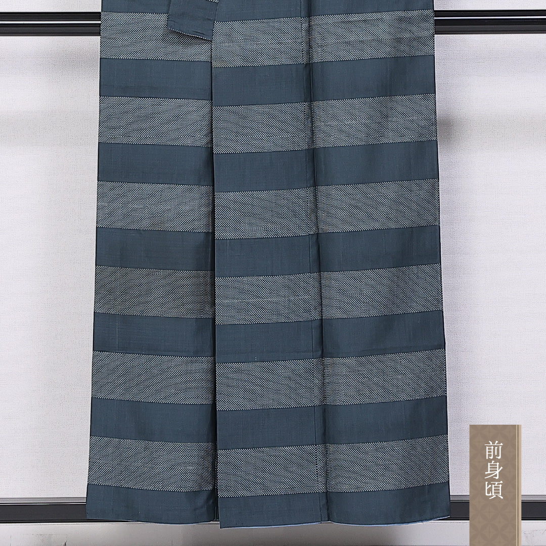 紬 身丈153cm 裄丈63cm S 正絹 Aランク 袷 バチ衿 紬 縞 1216-10916