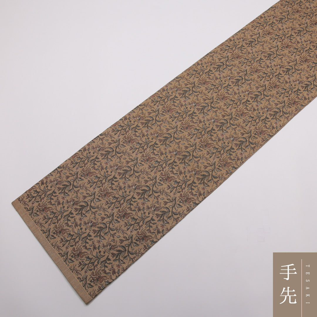 袋帯 全通 帯丈424cm カジュアル Aランク 正絹 騎馬人物 ベージュ系 1223-01455