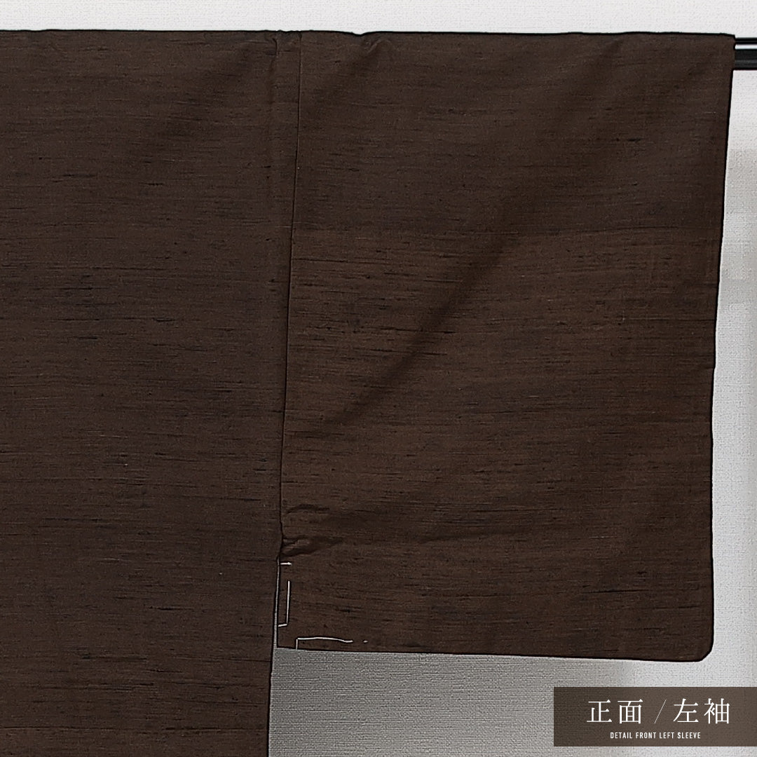 男着物 袷 身丈141cm 裄丈66cm 正絹 Sランク カジュアル 棒衿 Mサイズ 吉祥文様 絞り柄 茶系 RP 1224-14585