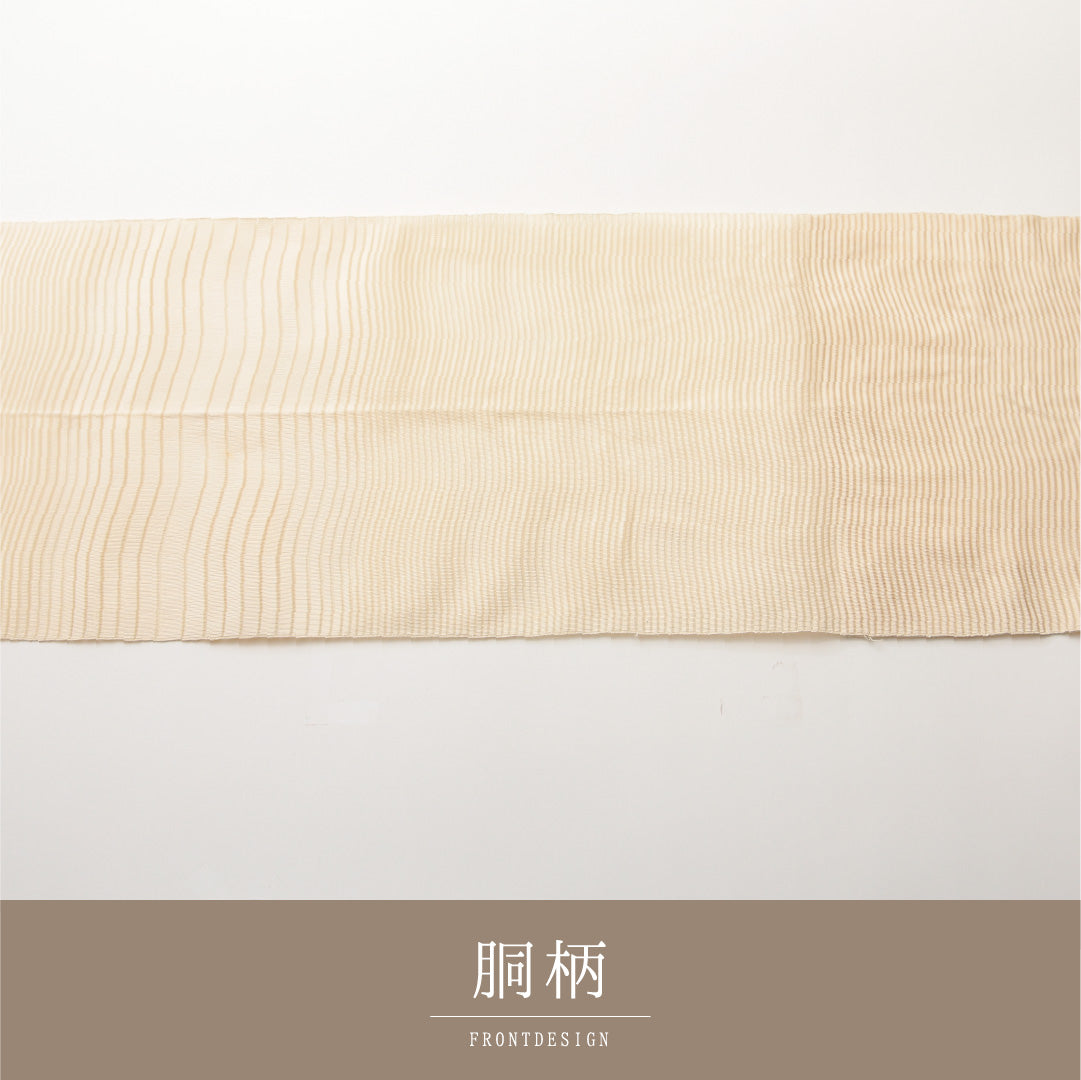 夏物 名古屋帯 ポイント柄 帯丈372cm カジュアル Aランク 正絹 絽 よろけ縞 クリーム系 1224-01991