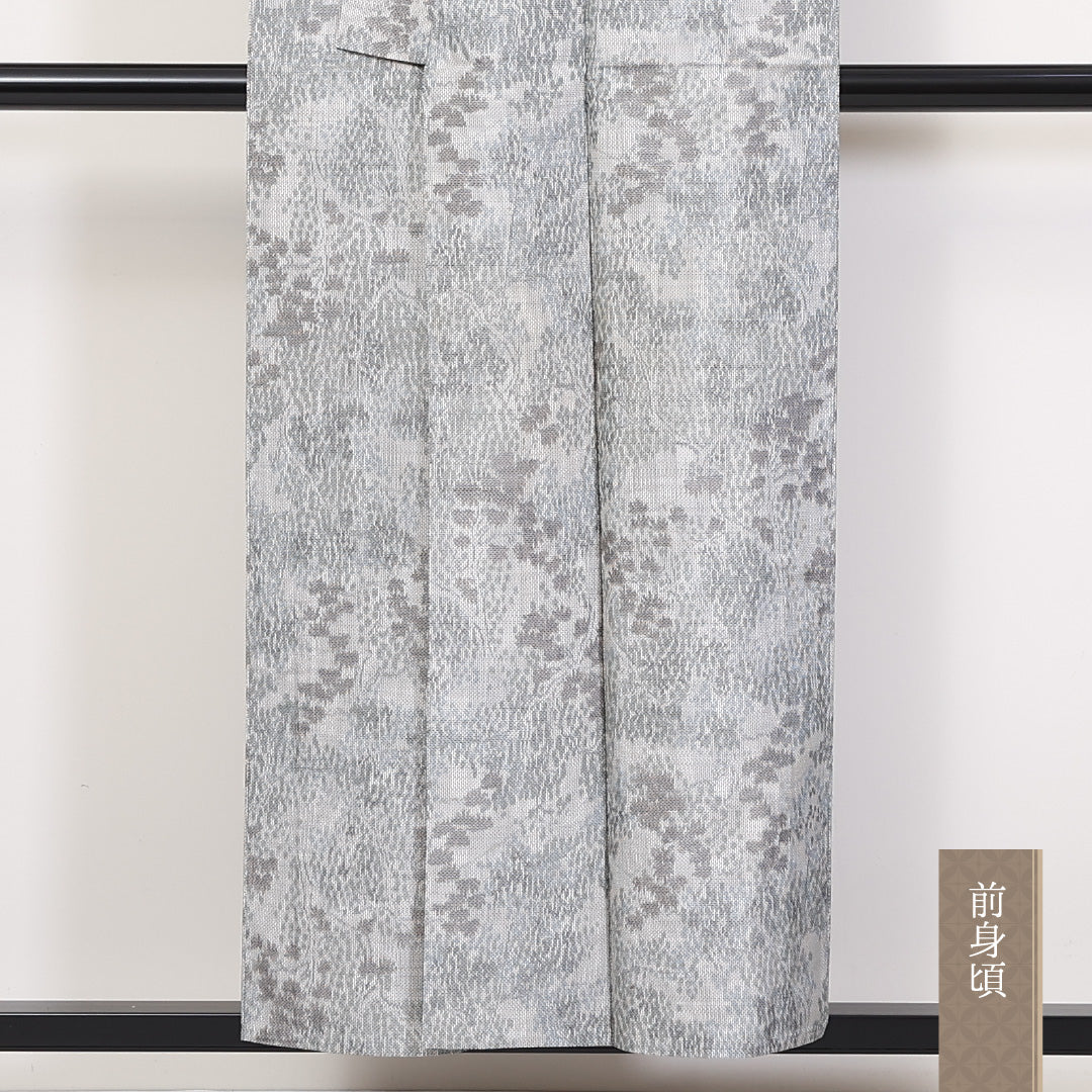大島紬 単衣 身丈153cm 裄62cm 正絹 白大島 白系 Sランク 1216-01212