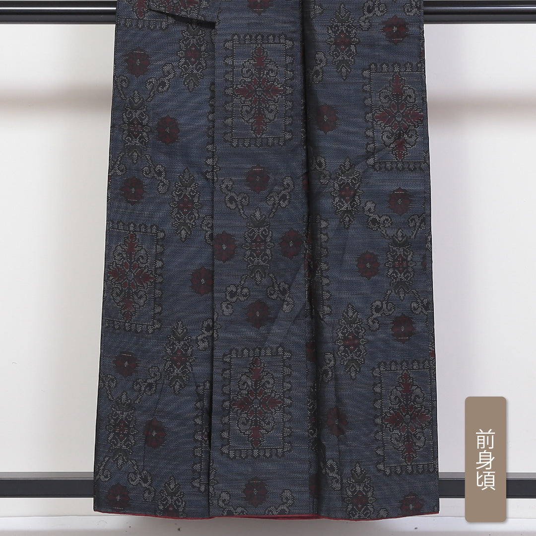大島紬 袷 身丈157cm 裄63.5cm 正絹 紺系 Aランク 龍郷 1216-00685-3318