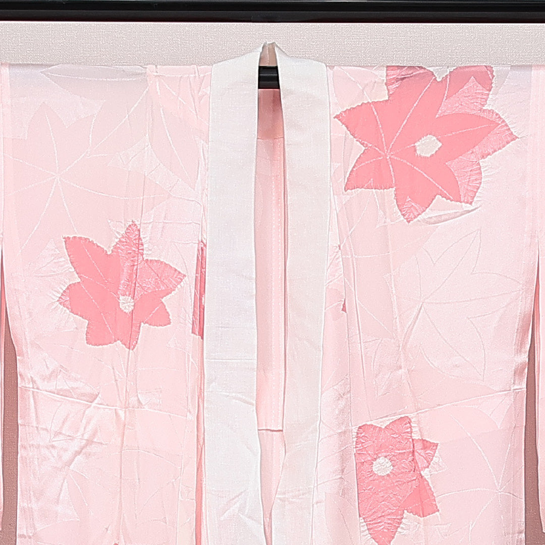 長襦袢 無双袖 身丈130cm 裄丈67cm 正絹 Aランク Lサイズ 花柄 ピンク系 HP 1239-14560