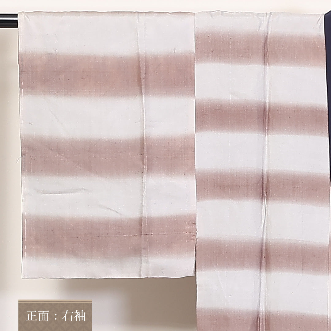 男物 袷 身丈129cm 裄62.5cm 長襦袢 正絹 縞 Aランク 1219-00026