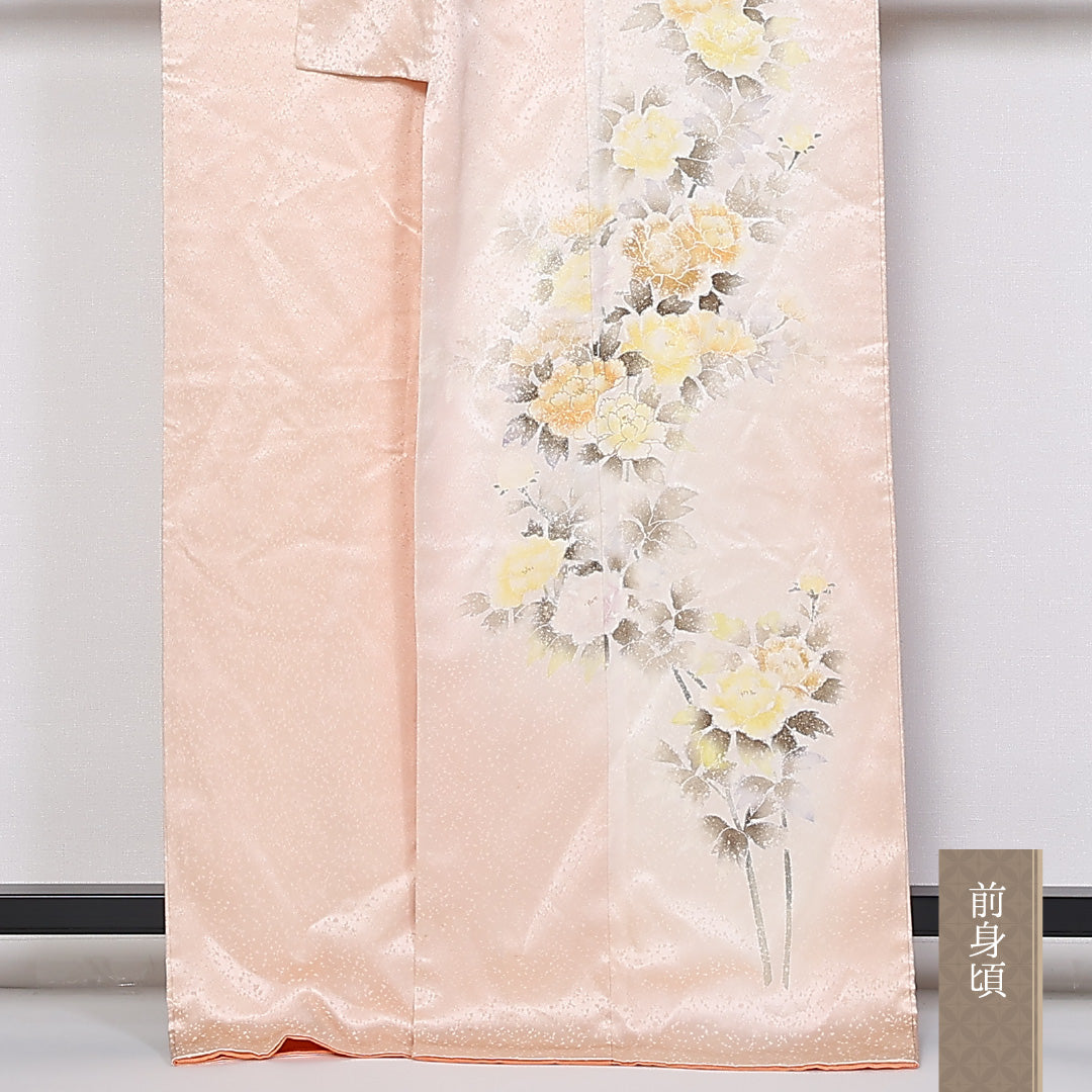 訪問着 袷 身丈167cm 裄68cm 正絹 ぼかし 牡丹 Sランク 1212-00801