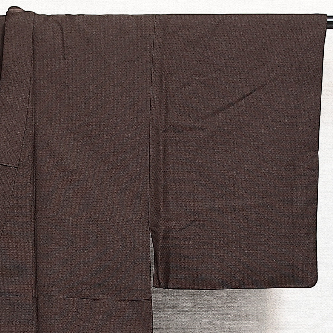 男着物 袷 身丈131cm 裄丈62cm 正絹 Sランク カジュアル 棒衿 XSサイズ 茶系 RP 1224-13998