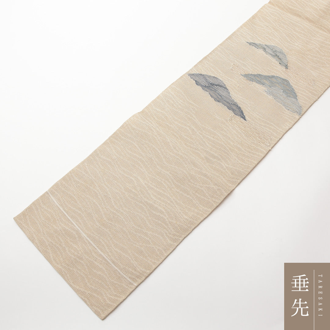 九寸名古屋帯 (夏帯) 帯丈352cm 正絹 ポイント柄 名古屋仕立て 織り カジュアル 山 クリーム系 RP 1245-01971