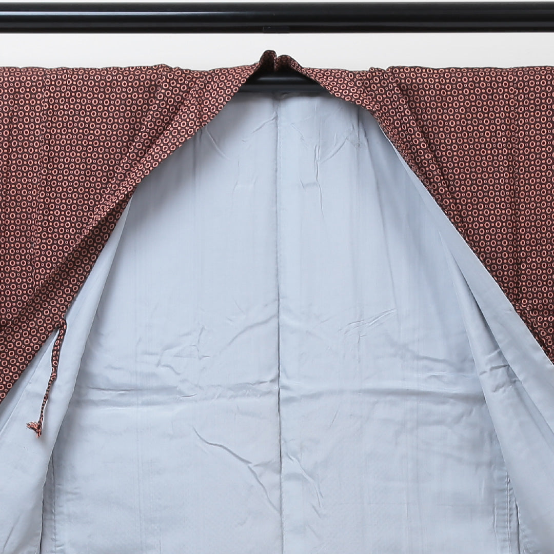 羽織 袷 身丈75cm 裄丈63cm 正絹 Aランク カジュアル Sサイズ 紐あり 創作柄 茶系 HP 1232-05746