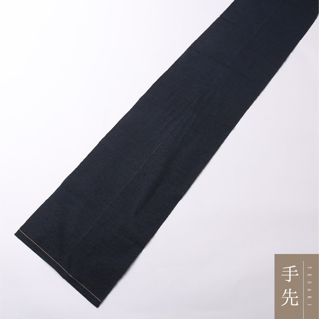 八寸名古屋帯 Sランク 帯丈348cm 正絹 六通 開き仕立て 織り カジュアル 紬 騎馬人物 紺系 RP 1245-02690