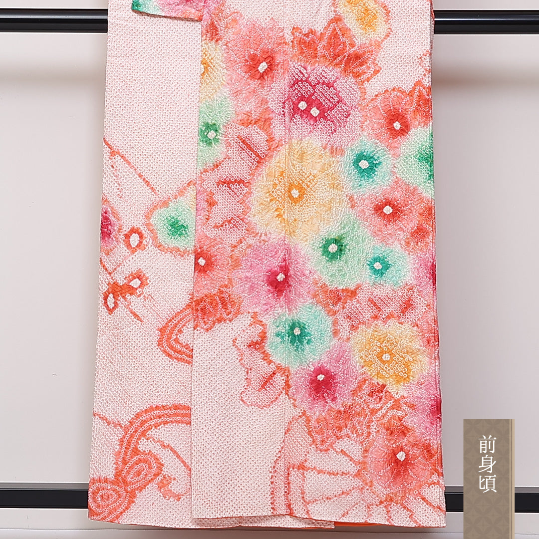 訪問着 袷 身丈157cm 裄67.5cm 洗える着物 ポリエステル ボタニカル Bランク 1212-00728