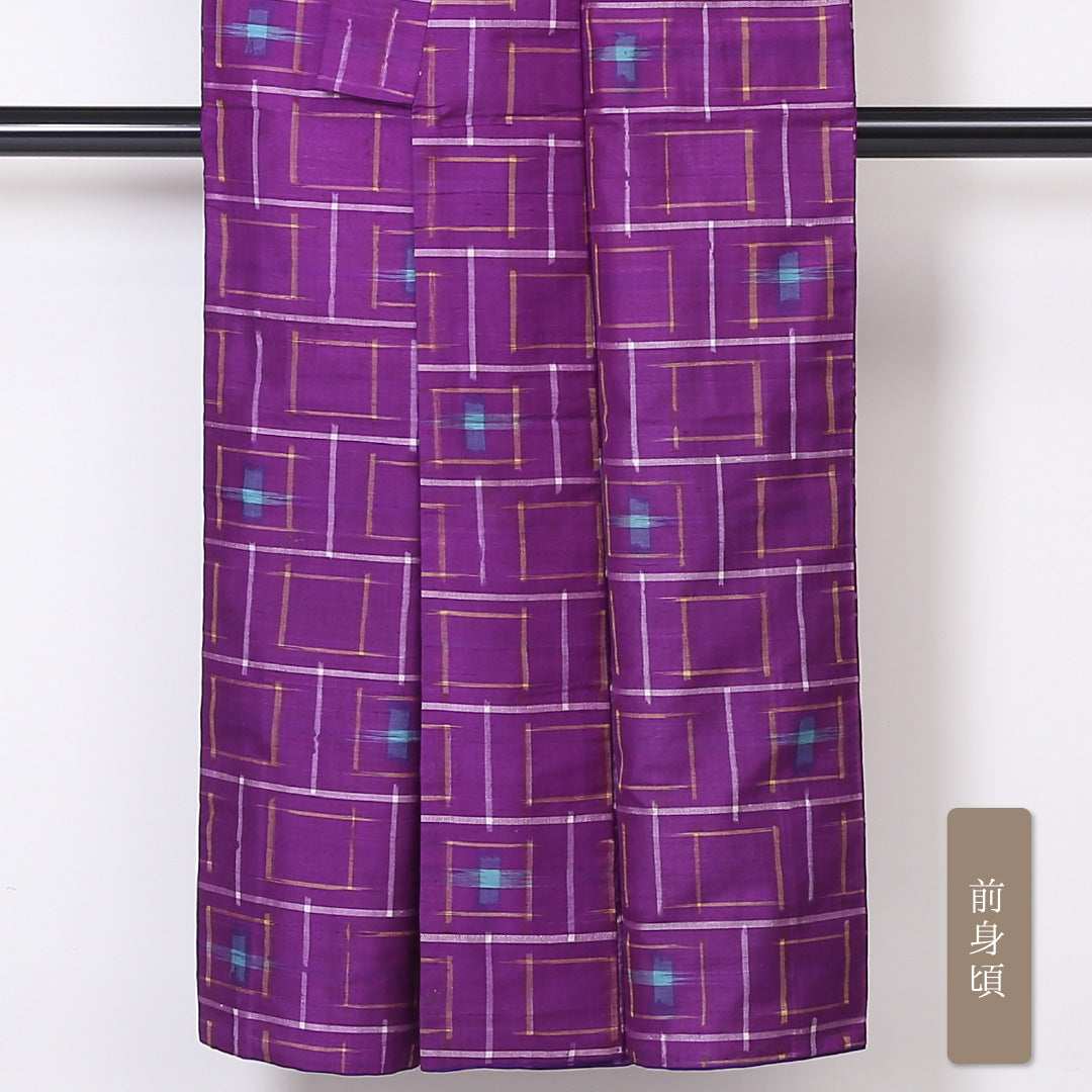 アンティーク 紬 袷 身丈145cm 裄60cm 正絹 紫系 Aランク 1216-00845-3120