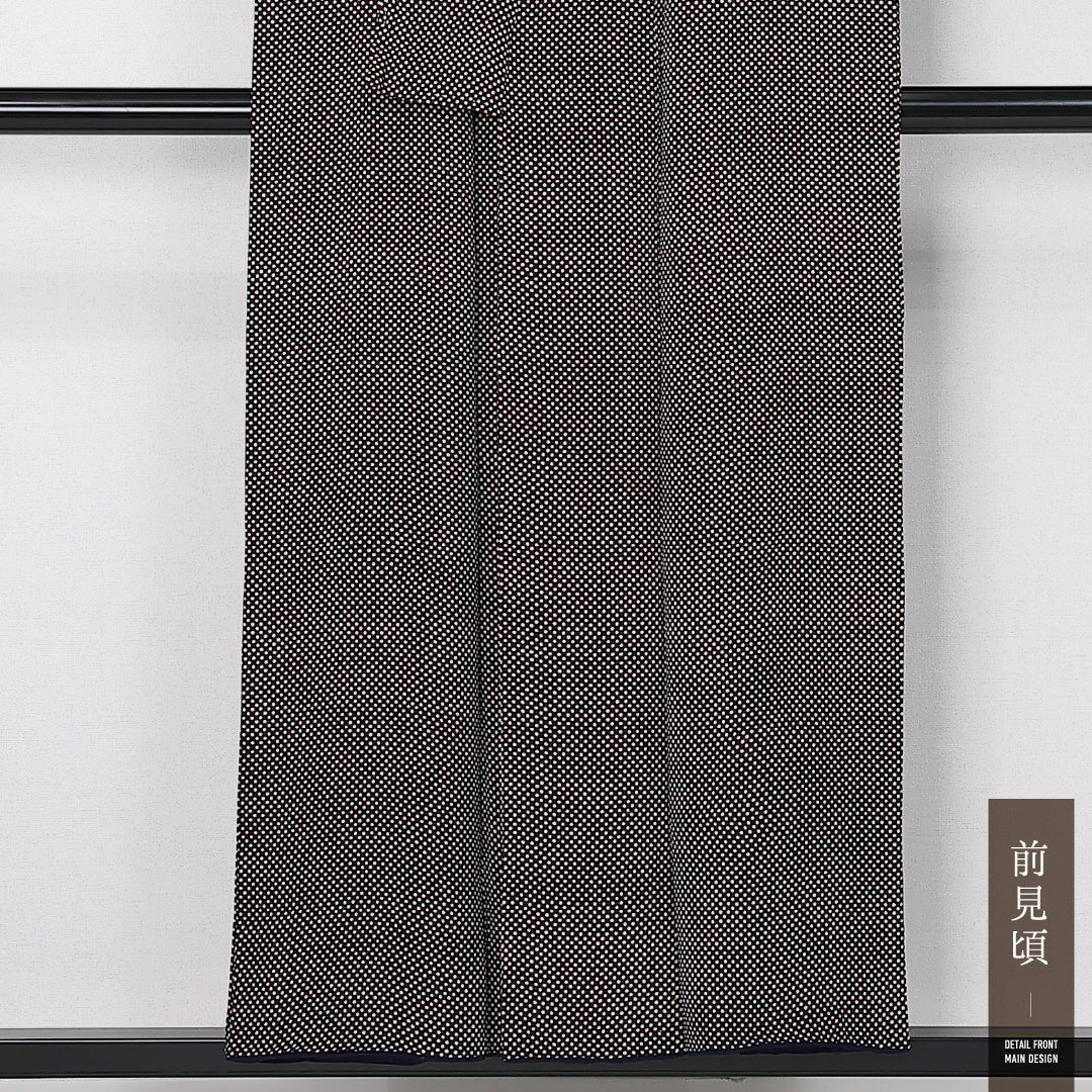 アンティーク 小紋 袷 身丈150cm 裄丈62cm 正絹 Aランク 広衿 Sサイズ ドット 紺系 M4 1221-12510
