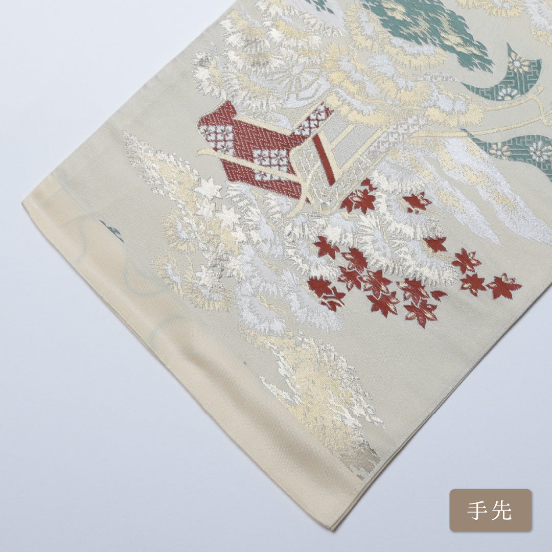 袋帯 帯丈400cm 六通 仕立て上がり フォーマル Aランク 茶屋辻 クリーム系 122300541315