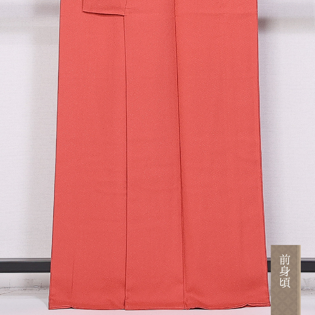 色無地 身丈166cm 裄丈65.5cm XL 正絹 Sランク 袷 一つ紋 揚羽蝶 広衿 宇治の茶の羽染め 壽光織 地紋あり 証紙 1214-10663