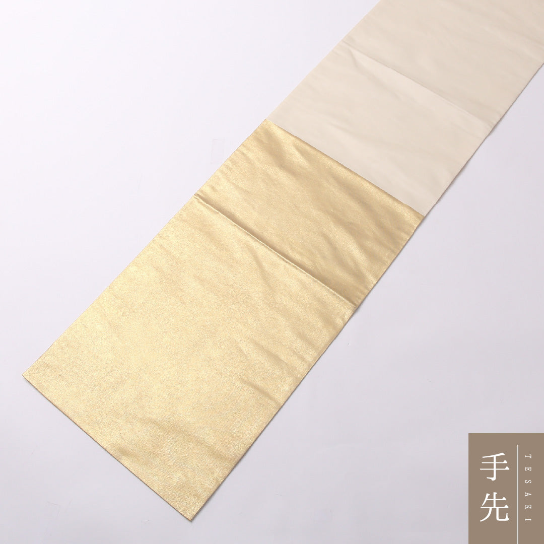 袋帯 帯丈442cm 正絹 ポイント柄 セミフォーマル 創作柄 金系 1243-01537