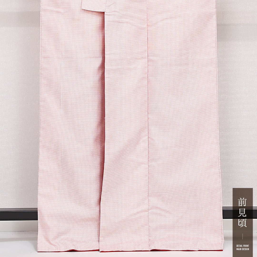 紬 袷 身丈164cm 裄丈65cm 正絹 Aランク カジュアル バチ衿 Lサイズ 蚊絣 白系 RP 1223-13190