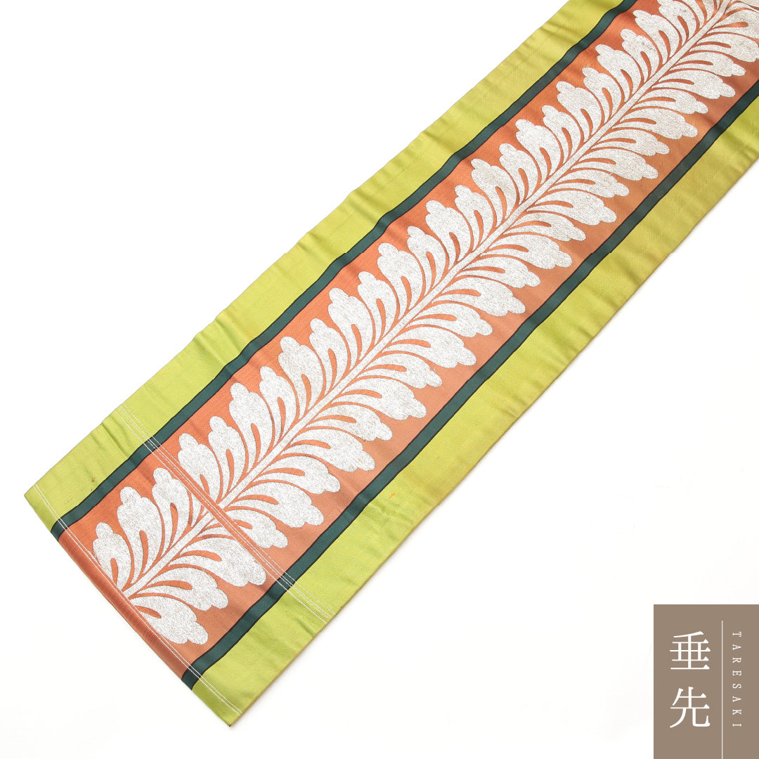 アンティーク 名古屋帯 六通 帯丈331cm Cランク 正絹 唐華 緑系 1224-02117
