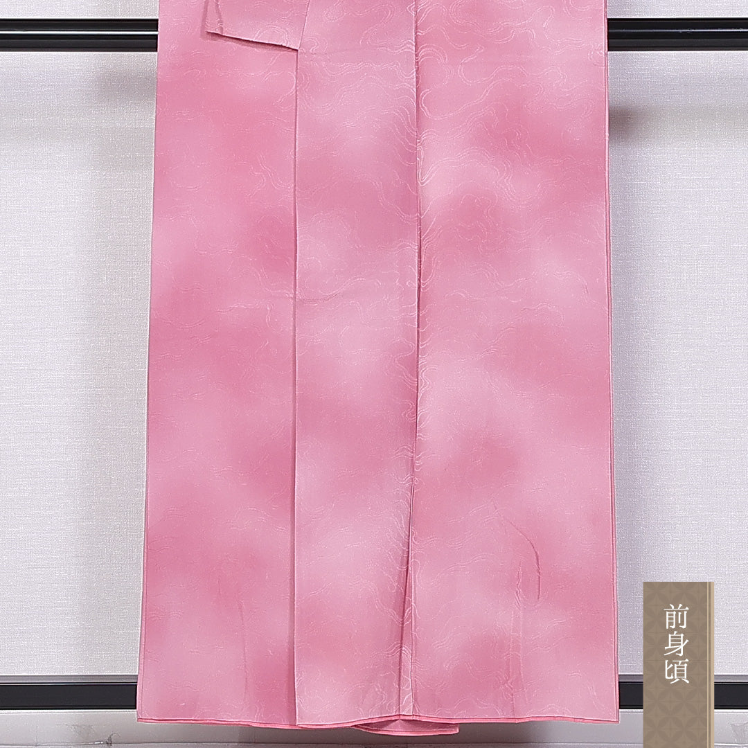 色無地 身丈155cm 裄丈63.5cm M 正絹 Aランク 袷 広衿 小紋 地紋あり 1214-10698