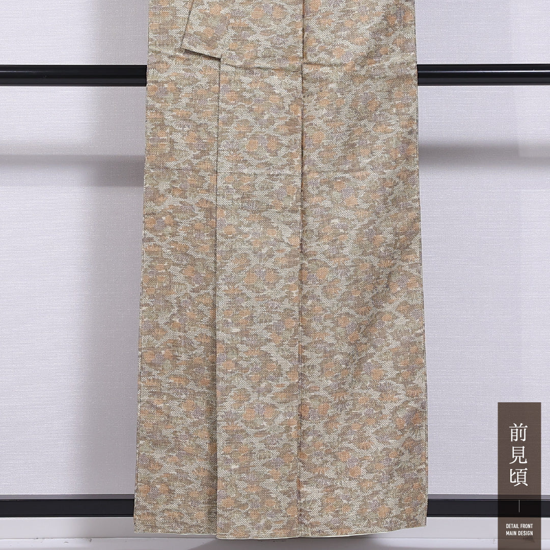 大島紬 袷 身丈156cm 裄丈62cm 正絹 Aランク インフォーマル バチ衿 Mサイズ 笹 緑系 M4 1223-11806