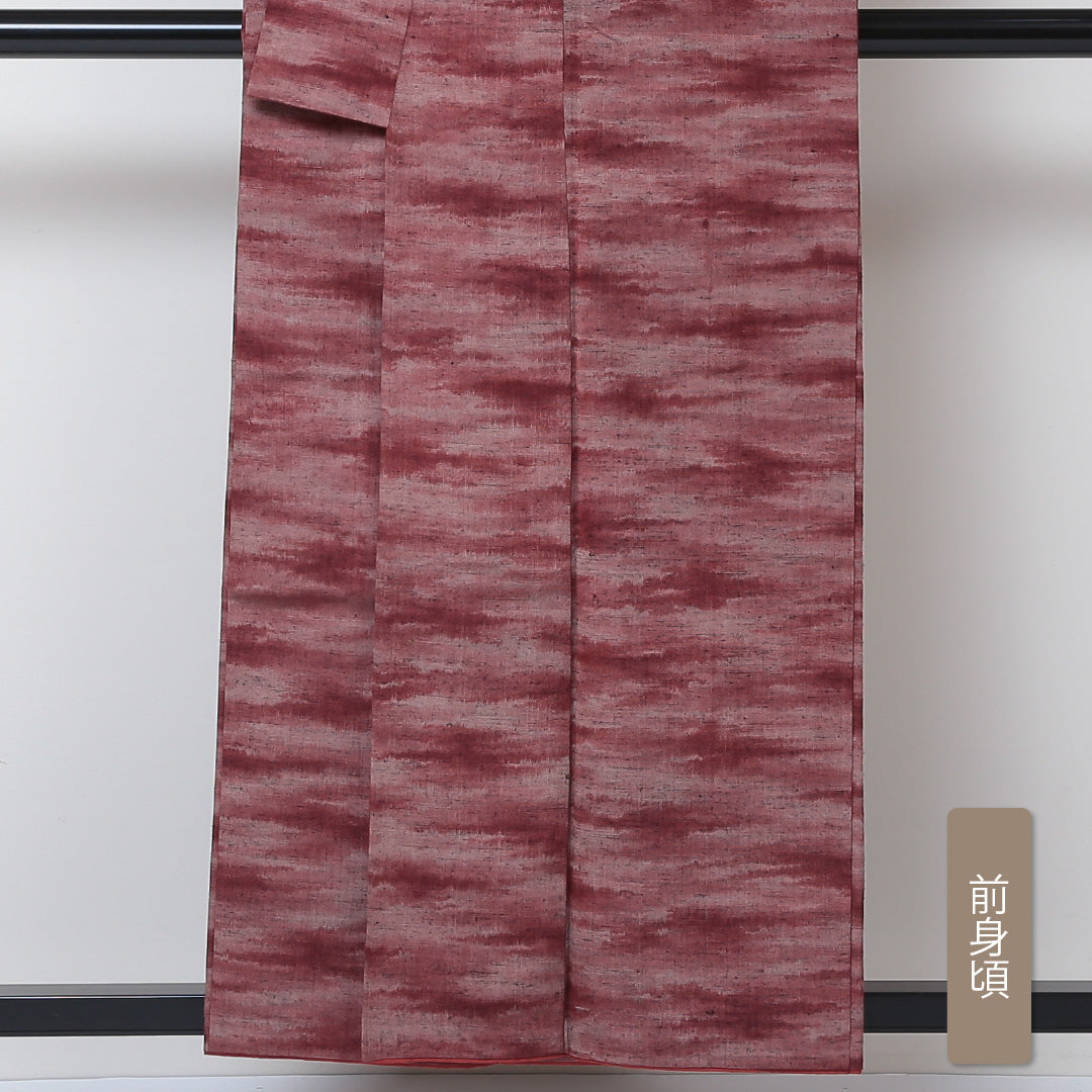 紬 袷 身丈155cm 裄63cm 正絹 赤系 Aランク 真綿紬 1216-00565-3312 1216-00565