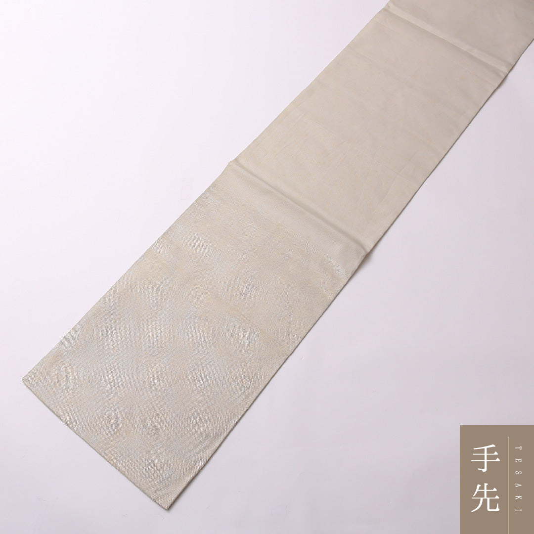 袋帯(切嵌め) 帯丈428cm 正絹 ポイント柄 インフォーマル 秋草文 クリーム系 グレー系 1243-01555