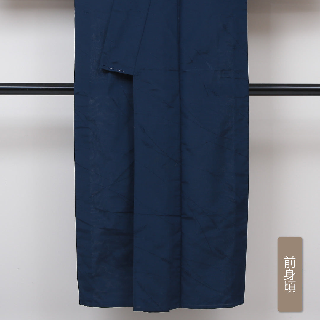 夏物 色無地 夏紬 身丈143cm 裄丈62cm 正絹 Cランク インフォーマル 広衿 XSサイズ 植物柄 青系 LP 1219-05079