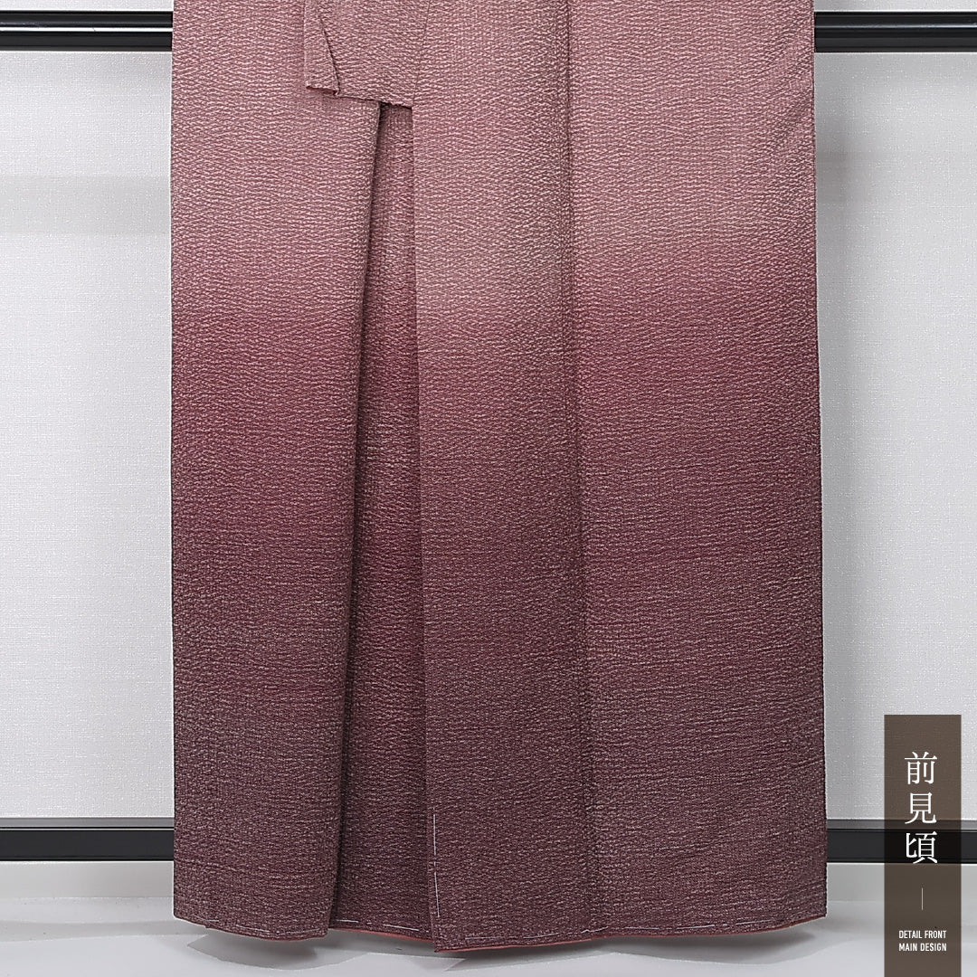 付下げ 袷 身丈160cm 裄丈65cm 正絹 Sランク 一つ紋 (三つ橘) セミフォーマル 広衿 Lサイズ ぼかし染 無地 紫系 RP 1218-12411