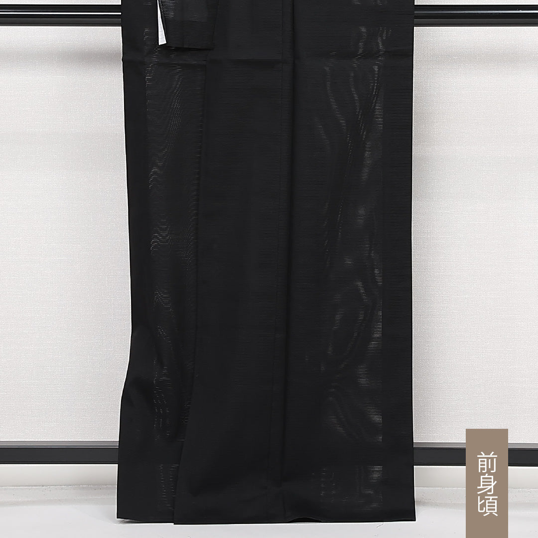 黒紋付 五つ紋 蔦 身丈164cm 裄丈67cm Sランク 正絹 夏物 広衿 L フォーマル 黒系 1299-F0550