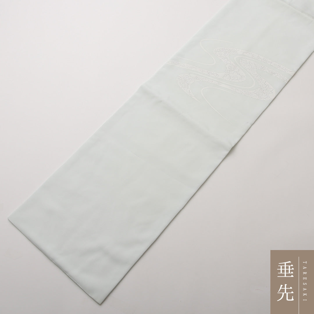九寸名古屋帯 Sランク 帯丈359cm ポリエステル 洗える帯 ポイント柄 名古屋仕立て 染め インフォーマル 龍田川 水色系 RP 1245-02182
