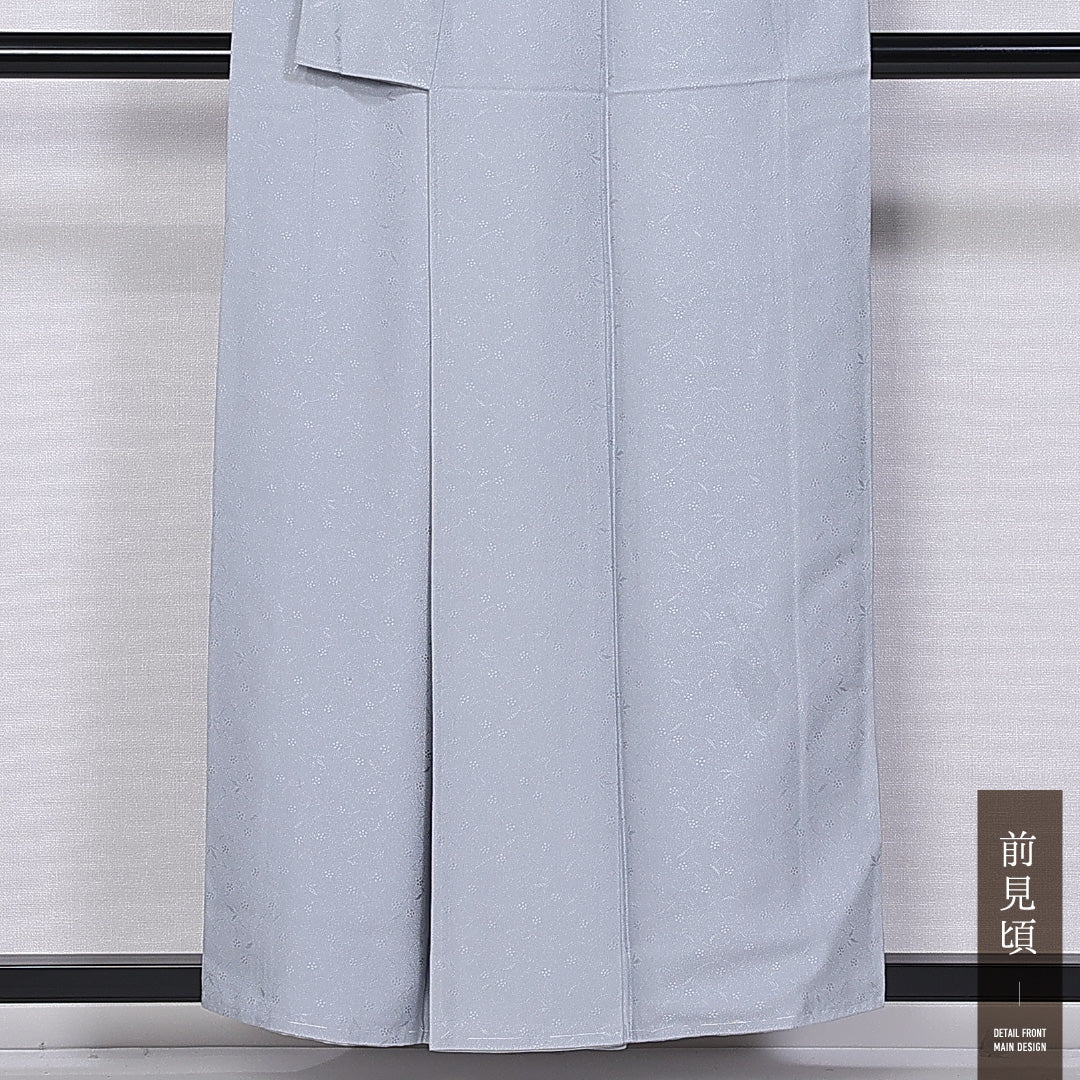色無地 袷 身丈154cm 裄丈61cm 正絹 Bランク 一つ紋 紋意匠 (花柄) セミフォーマル 広衿 Sサイズ 加賀友禅 藤村加泉 作家物 落款 無地 グレー系 RP 1219-11221