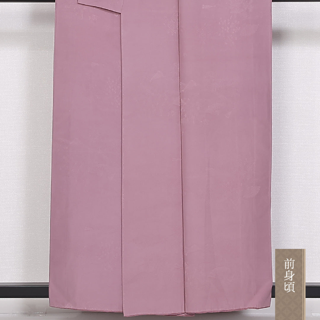 色無地 袷 身丈154cm 裄丈63cm 正絹 Cランク 紋意匠 (古典柄) インフォーマル 広衿 Sサイズ 織り出し 紫系 LP 1219-10046