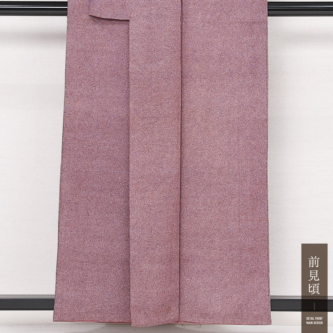 江戸小紋 (鮫) 袷 身丈156cm 裄丈64cm 正絹 Sランク 一つ紋 (橘) セミフォーマル 広衿 Mサイズ 紫系 RP 1220-13368